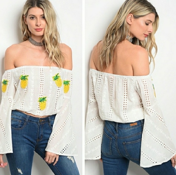 Solaris Style Tops - Pineapple Off The Shoulder Top